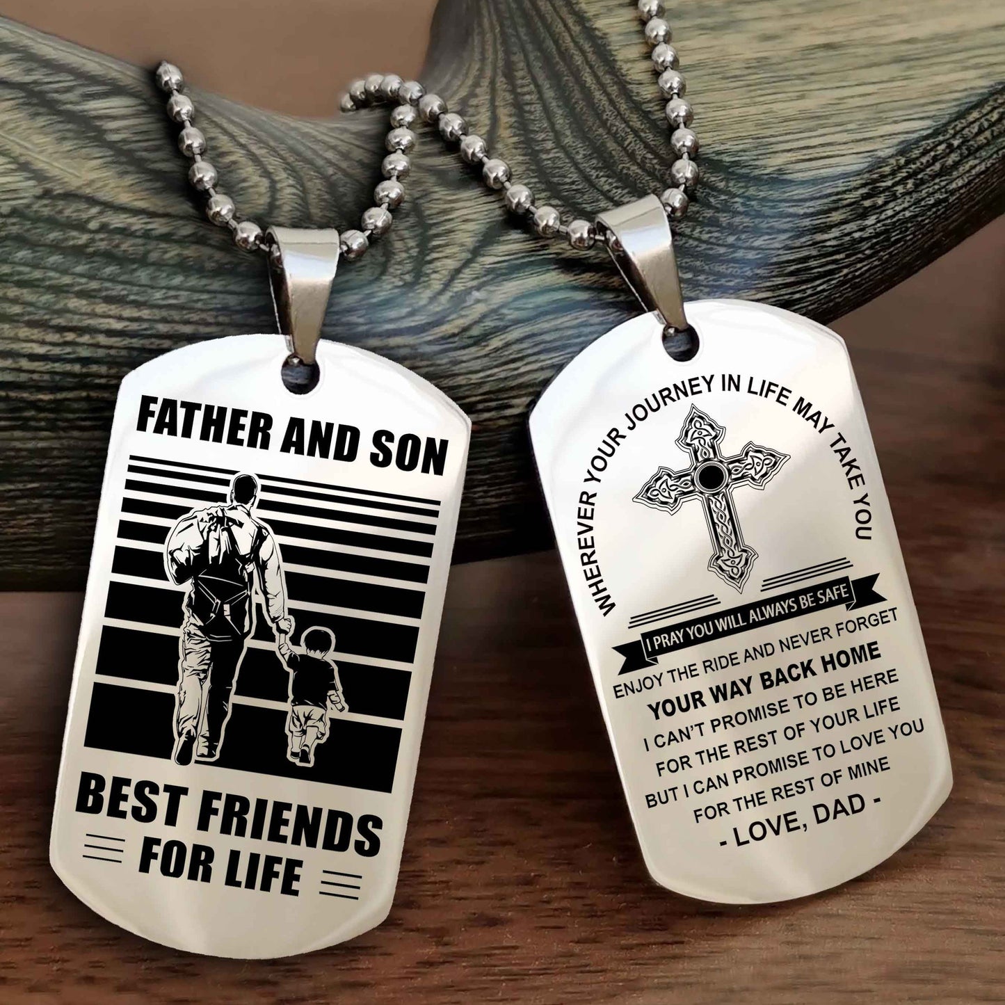 Knight Templar Cross Double Sided Dog Tag Father And Son Best Friend For Life - Gift For Son Never Forget Your Way Back Home