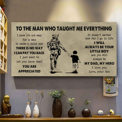DRB To The Man Who Taught Me Everything - You Will Always Be My Hero Poster Canvas Gift For Father - Photo Upload
