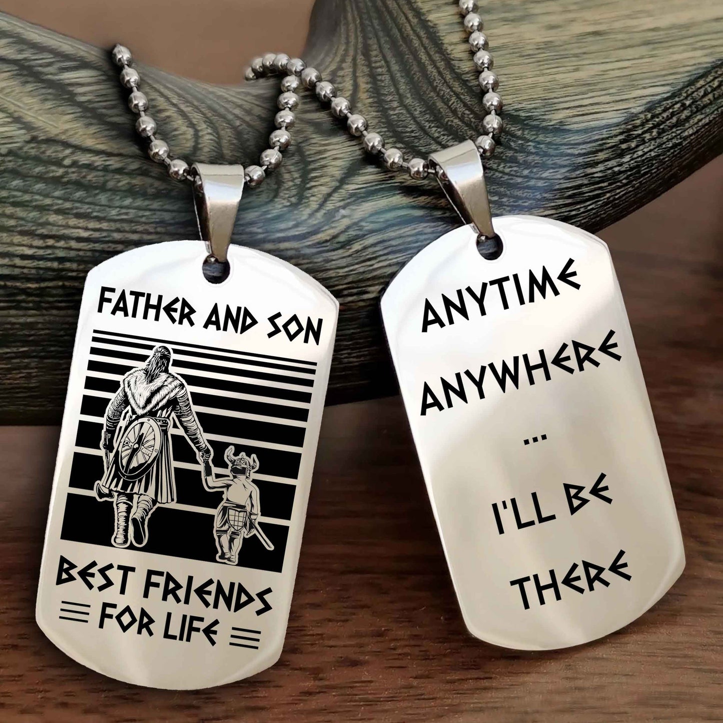 New Viking Double Side Dog Tag Father And Son Best Friends For Life From Dad To Son With Message On The Back Gift For Your Son