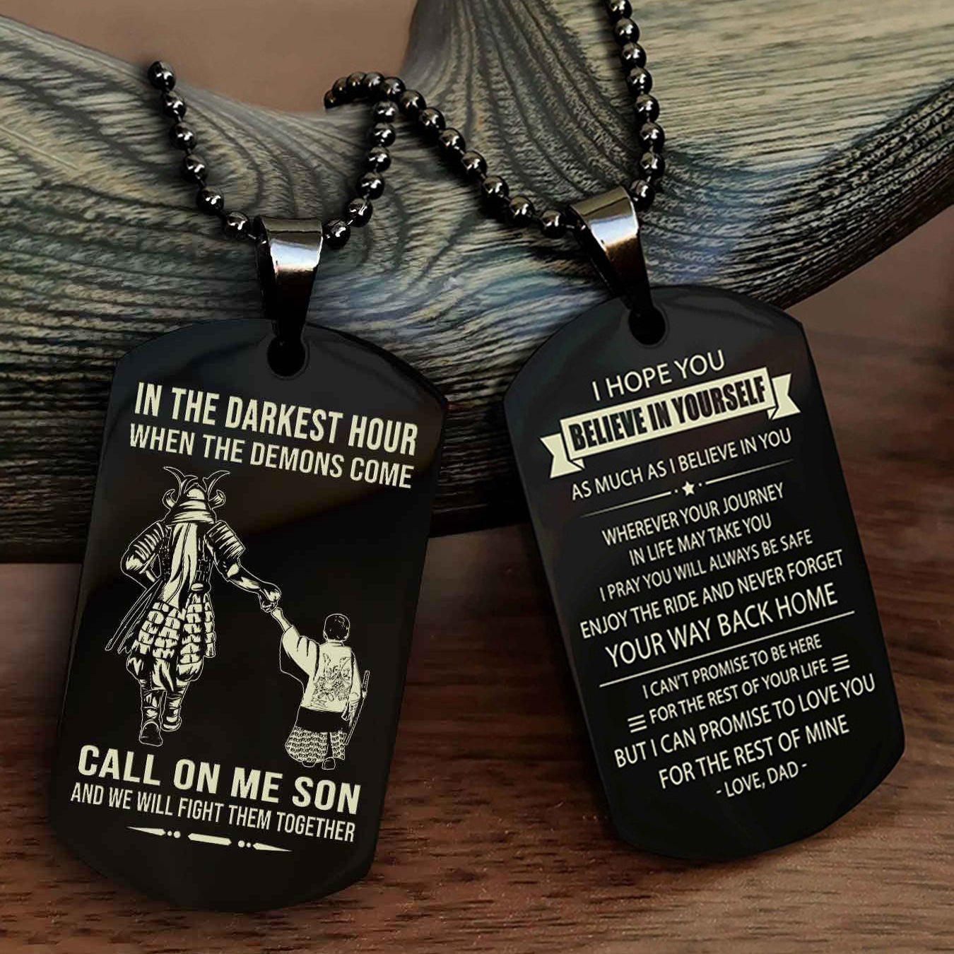 DRB Double Sided Dog Tag Call On Me Son - Gift For Son From Dad Never Forget Your Way Back Home