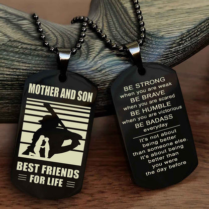 Sport Personalized Double Sided Dog Tag Father And Son Best Friend For Life - Be Strong When You Are Weak Be Badass Everyday