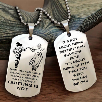 Spartan Double Sided Dog Tag Quiting Is Not It Is About Being Better Than You Were The Day Before