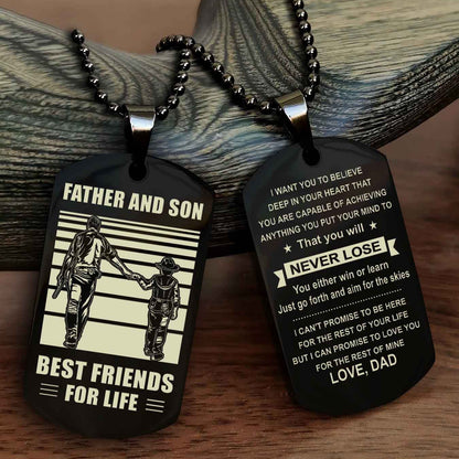 TWD Personalized Double Side Dog Tag From Father To Son With Message On The Back Gift For Your Son