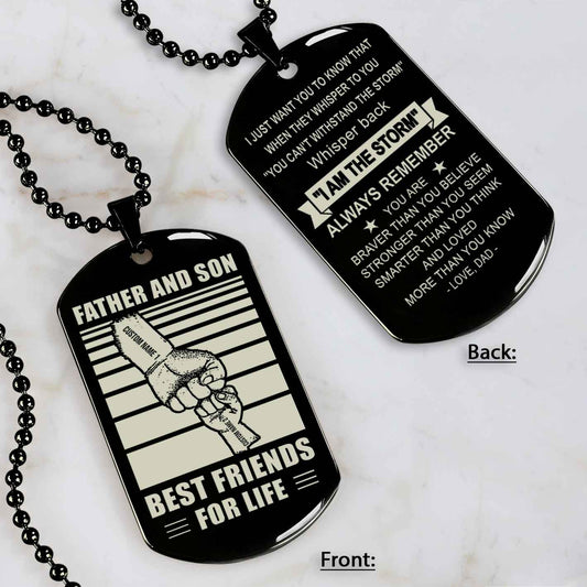 Family Fist Bump Team 2 Personalized Double Sided Dog Tag Father  And Son Best Friends For Life - Message on the back side