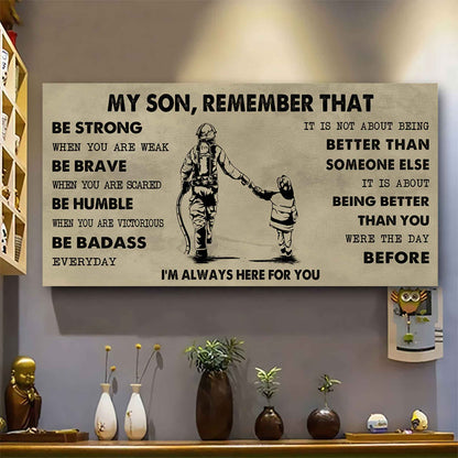 Personalized Sport Poster Canvas - My Son Remember That Be Strong When You Are Weak Be Badass Everyday