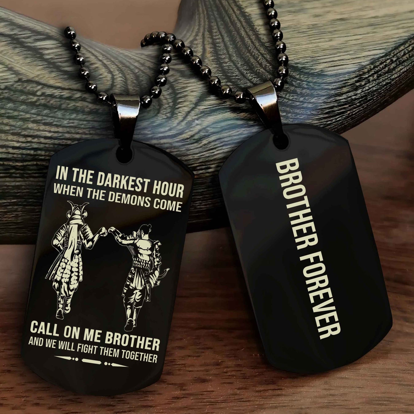DRB Customizable engraved black dog tag double sided gift from brother, brother forevers