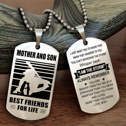 Sport Personalized Double Sided Dog Tag Father And Son Best Friend For Life - Whisper Back I'm The Storm