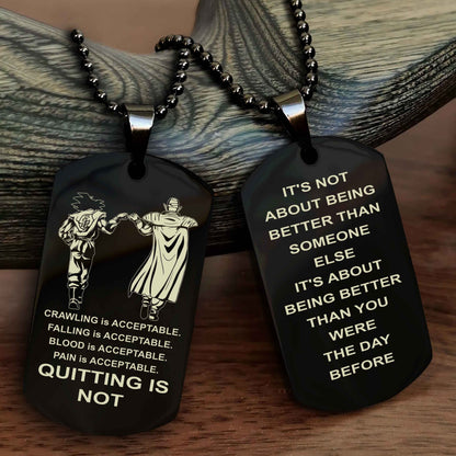 Spartan Double Sided Dog Tag Quiting Is Not It Is About Being Better Than You Were The Day Before