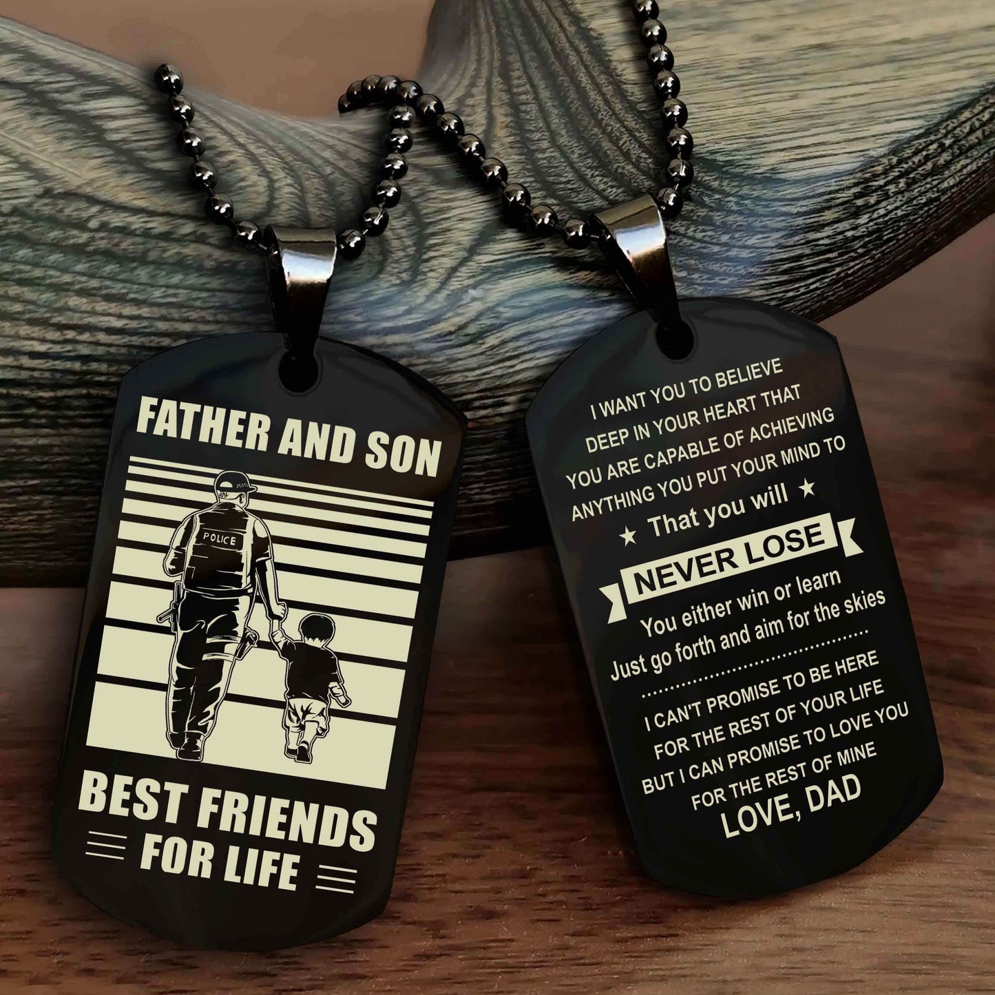 Cowboy Personalized Double Sided Dog Tag To My Son I Love You - You Will Never Lose You Either Win Or Learn From Dad To Son