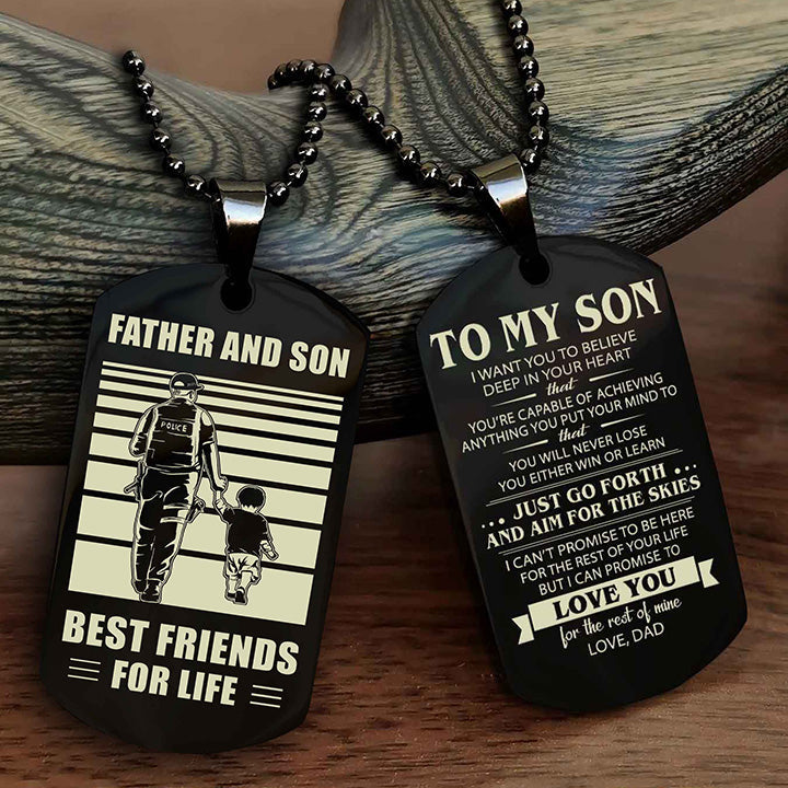 DRB Double Sided Dog Tag Father And Son Best Friend For Life - Gift For Son Just Go Forth And Aim For The Skies