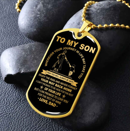 DRB Military Chain 18K Gold Plated Silver Plated To My Son Never Forget Your Way Back Home