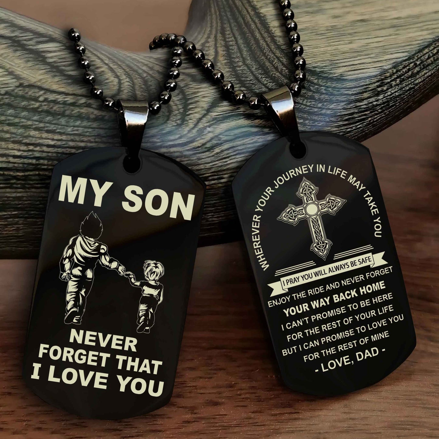 Knight Templar Cross Double Sided Dog Tag To My Son Never Forget That I Love You - Gift For Son Never Forget Your Way Back Home