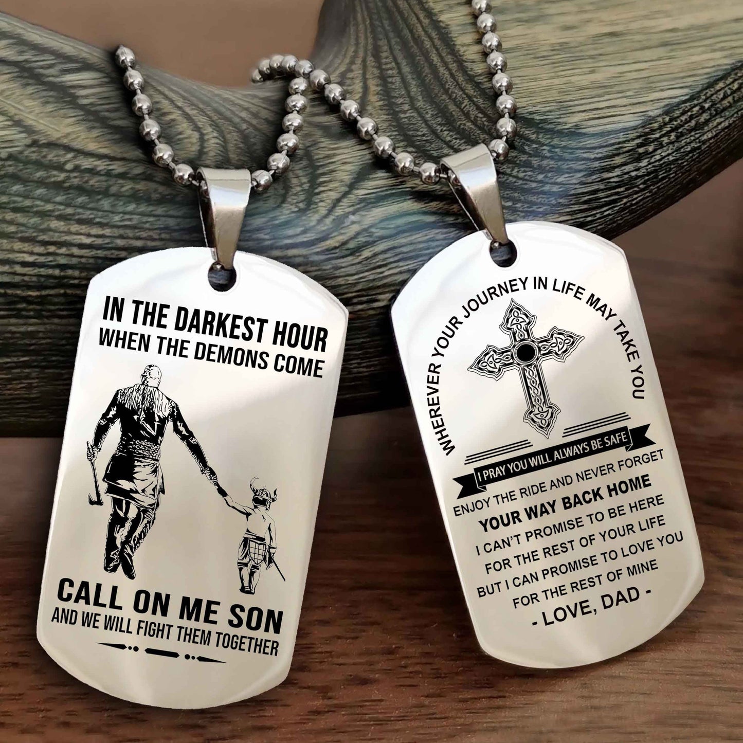 Knight Templar Double Sided Cross Dog Tag Call On Me Son - Gift For Son From Dad Your Way Back Home