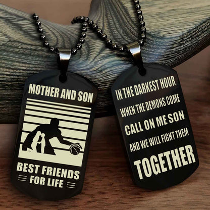 Sport Personalized Double Sided Dog Tag Father And Son Best Friend For Life - Call On Me Son