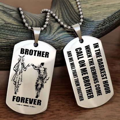 Viking Engraved Double Sided Dog Tag Call On Me Brother NAG Brothers Forever We Will Fight Them Together