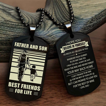 DRB Personalized Double Sided Dog Tag Silver To My Son I Love You - Enjoy The Ride And Never Forget Your Way Back Home From