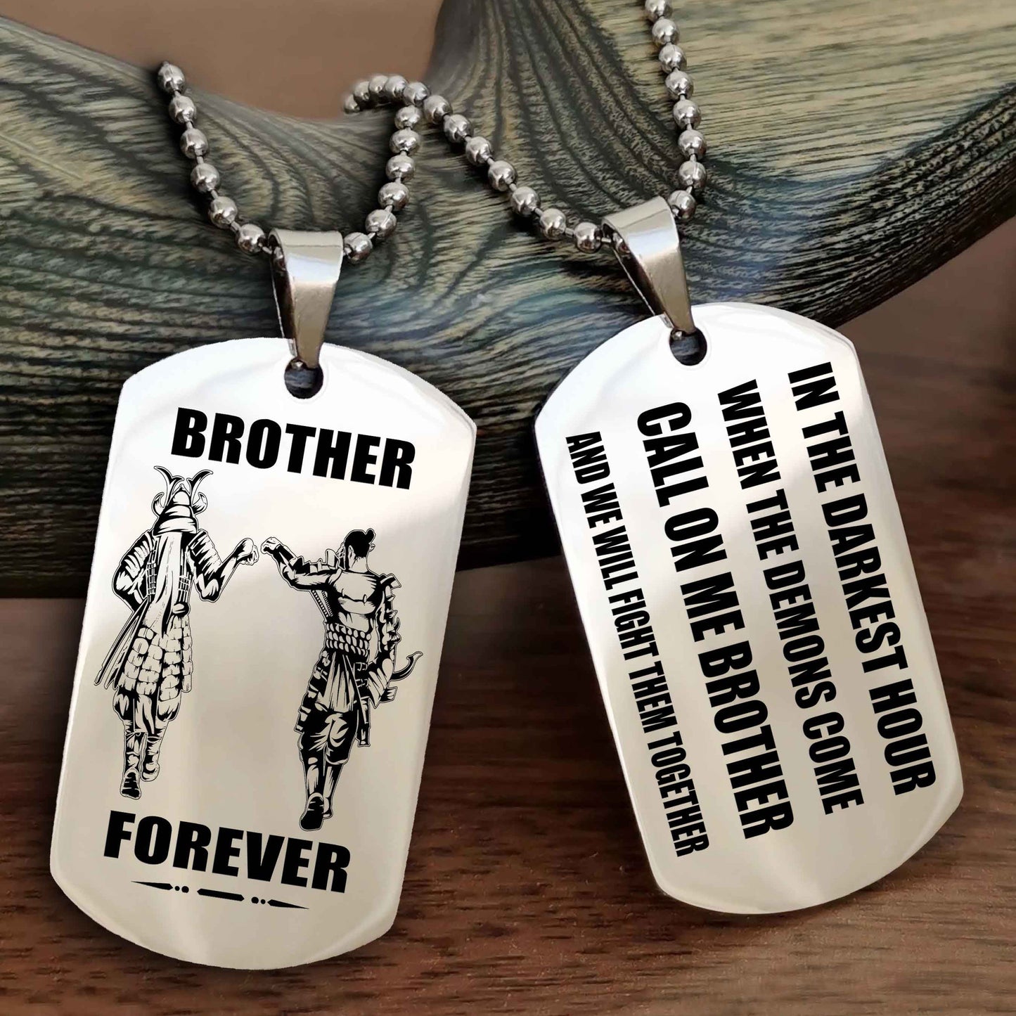 TWD Engraved Double Sided Dog Tag Call On Me Brother NAG Brothers Forever We Will Fight Them Together
