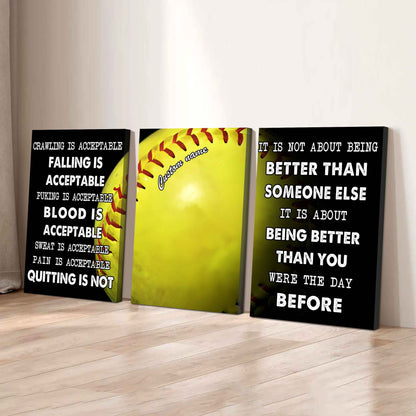 No Quitting – Hockey Athlete Mindset | 3-Piece Motivational Canvas Wall Art