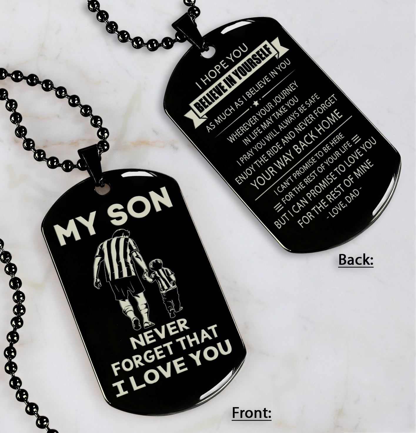 DRB Personalized Double Sided Dog Tag To My Son Never Forget That I Love You - Never Forget Your Way Back Home