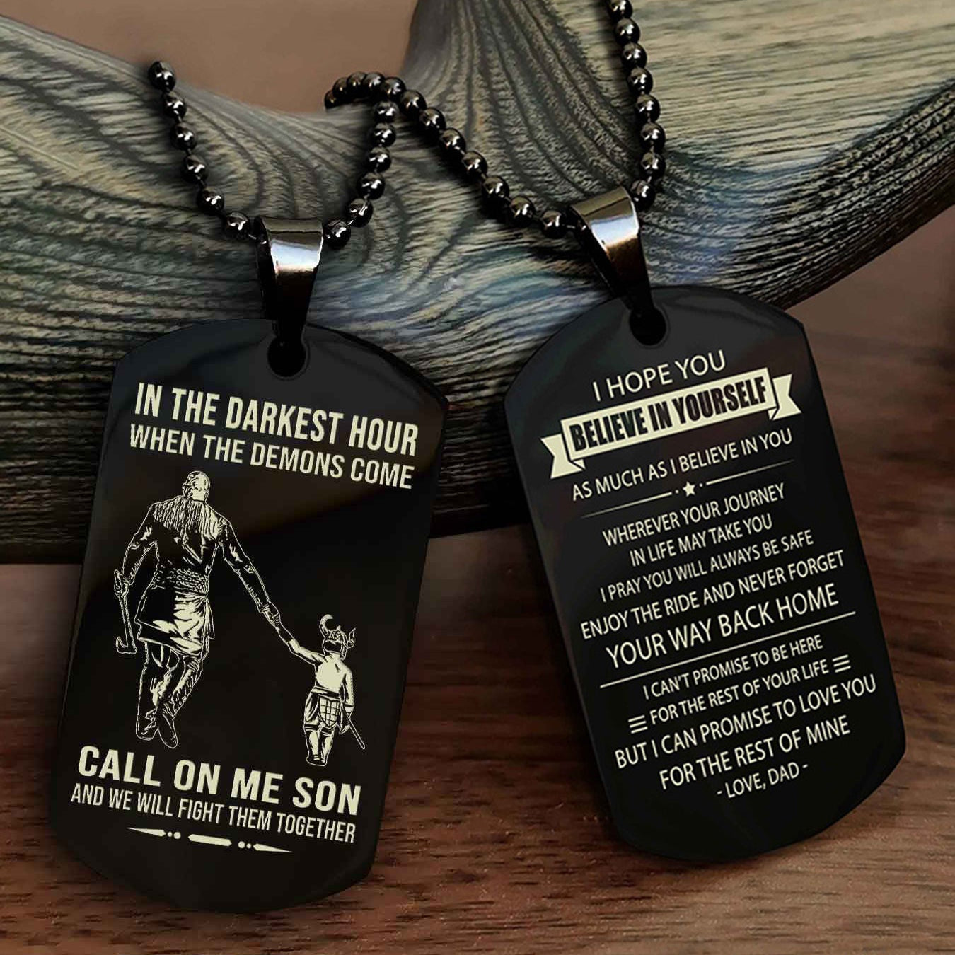 DRB Double Sided Dog Tag Call On Me Son - Gift For Son From Dad Never Forget Your Way Back Home
