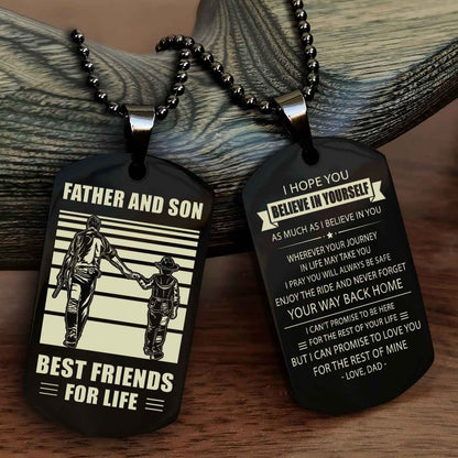 TWD Personalized Double Side Dog Tag From Father To Son With Message On The Back Gift For Your Son