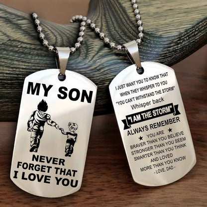 DRB Double Sided Dog Tag To My Son Never Forget That I Love You New Version - Whisper Back I'm The Storm
