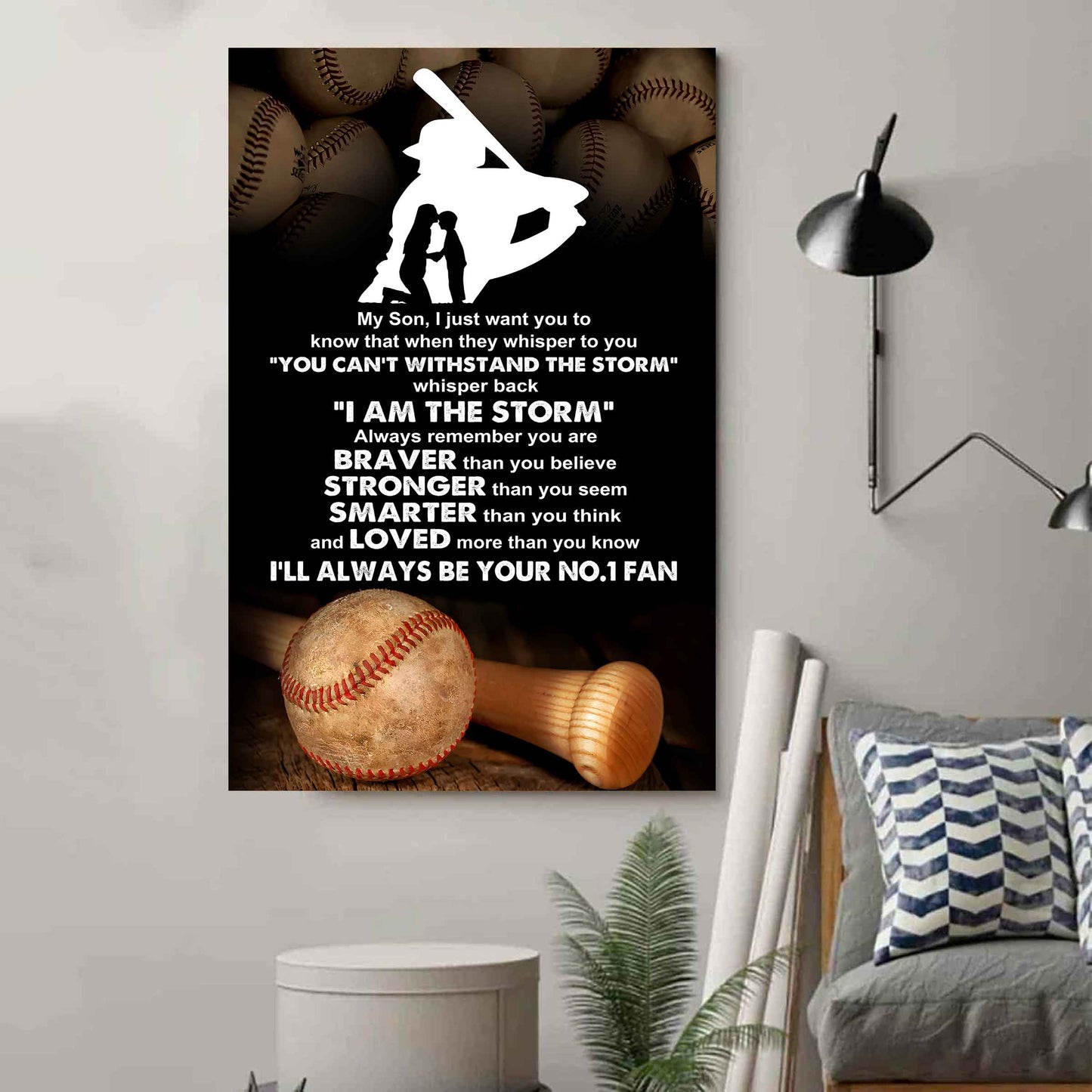 Sport Poster Canvas Mom To Son - Whisper Back I Am The Storm I Will Always Your No 1 Fan
