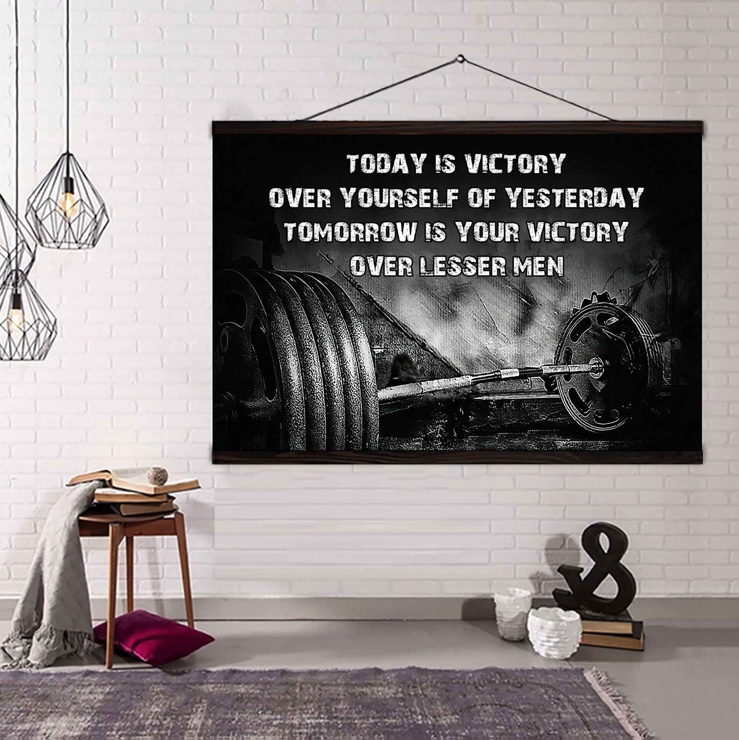 Sport Poster Canvas Today Is Victory Over Your Self Best Gift With Motivation Quotes