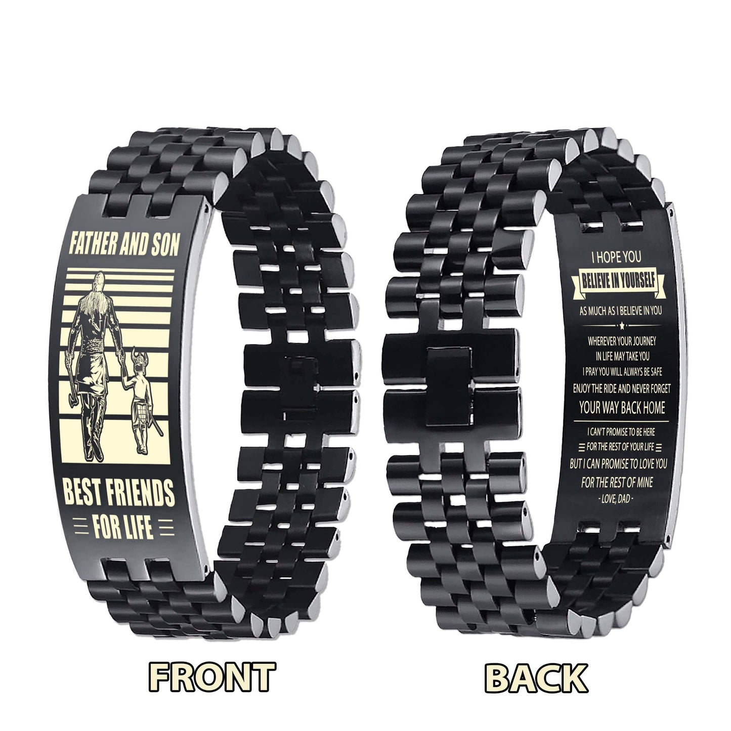 GK WBH WBH Personalized Double Sided Bracelet Father And Son Best Friends For Life - Message on the back side