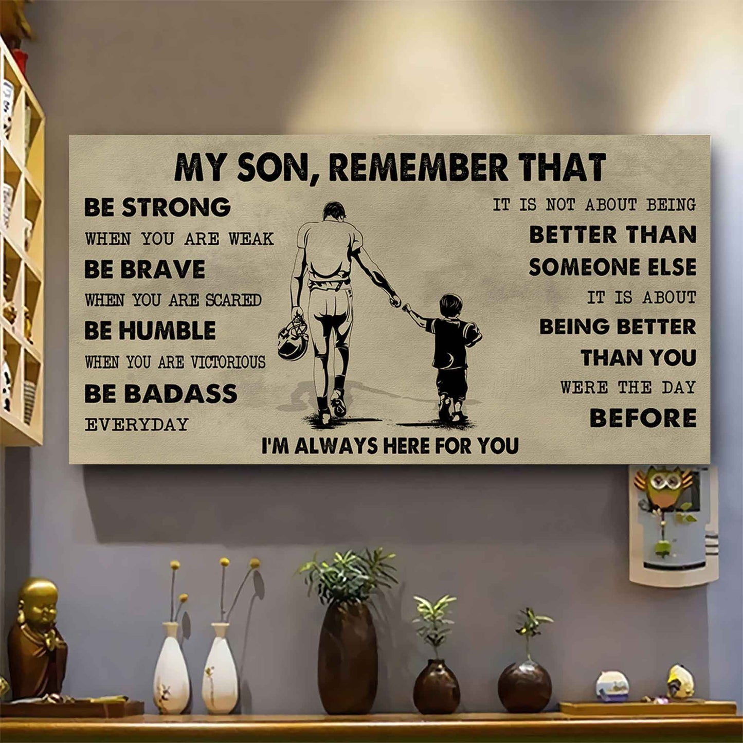 Personalized DRB Poster Canvas - My Son Remember That Be Strong When You Are Weak Be Badass Everyday