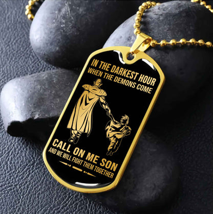 DRB Military Chain Silver Plated 18K Gold Plated Call On Me Son Gift For Your Son