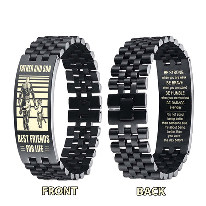 GK WBH WBH Personalized Double Sided Bracelet Father And Son Best Friends For Life - Message on the back side