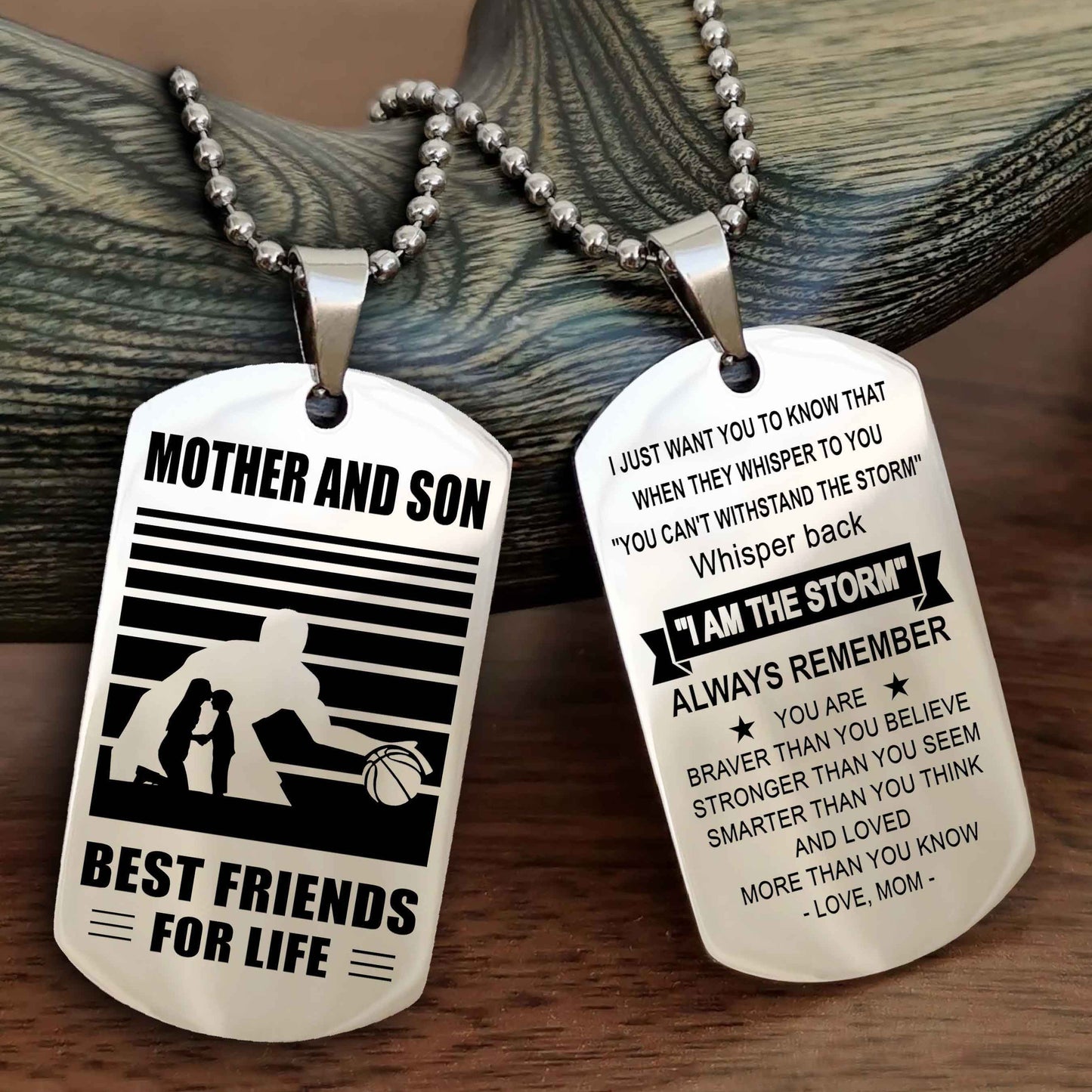 Sport Personalized Double Sided Dog Tag Father And Son Best Friend For Life - Whisper Back I'm The Storm