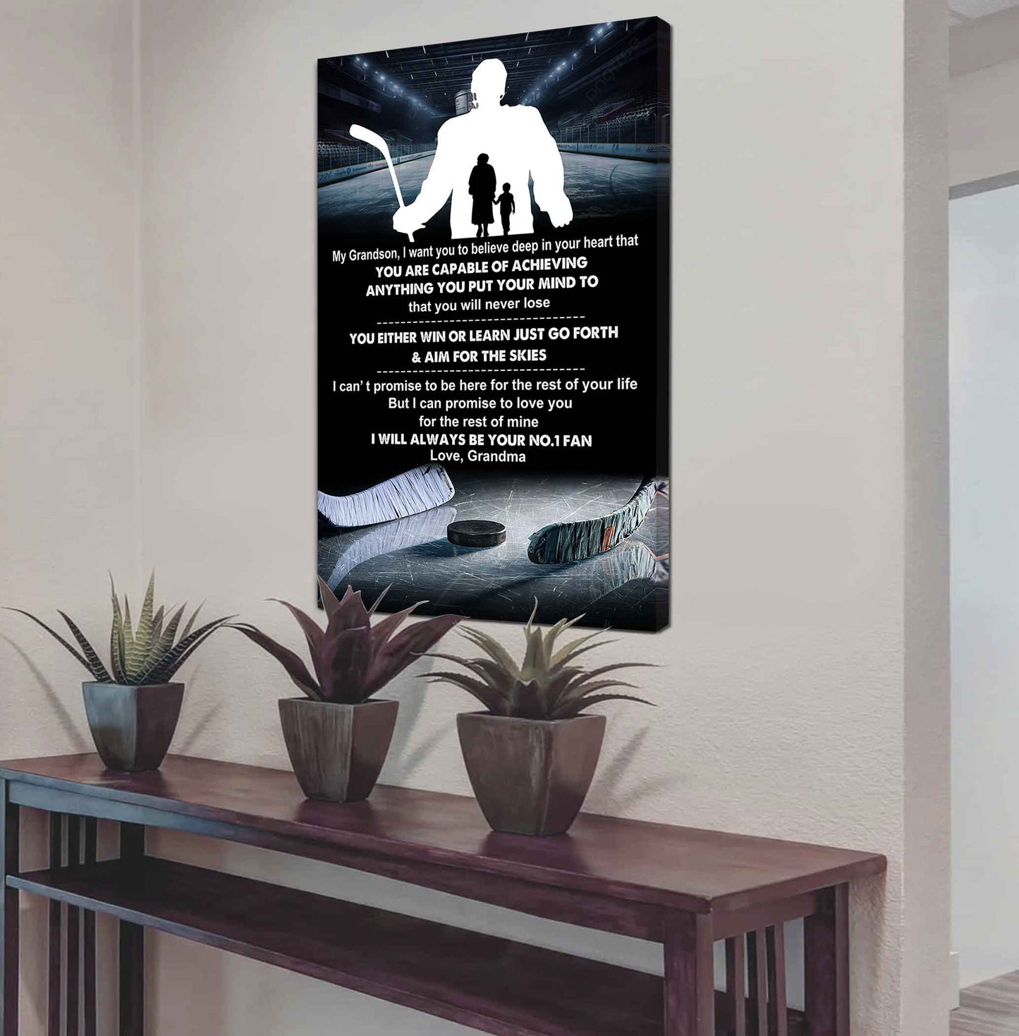 Hockey Poster Canvas Grandma To Grandson - That You Will Never Lose You Either Win Or Learn I Will Always Your No 1 Fan