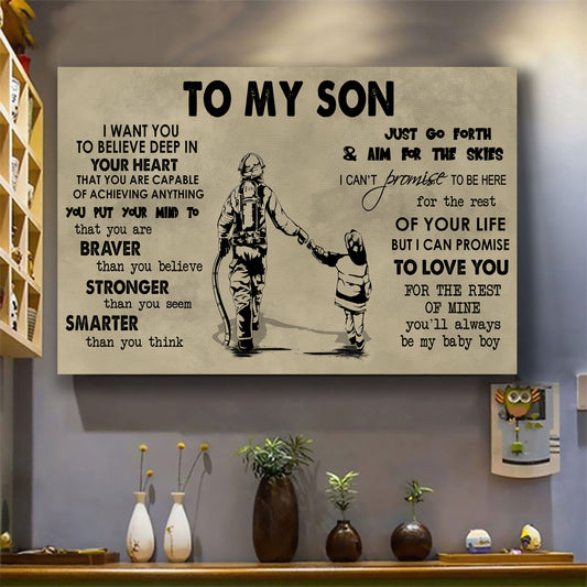Canvas Poster Dad To Son You Are Braver Than You Believe You'll Always Be My Baby Boy