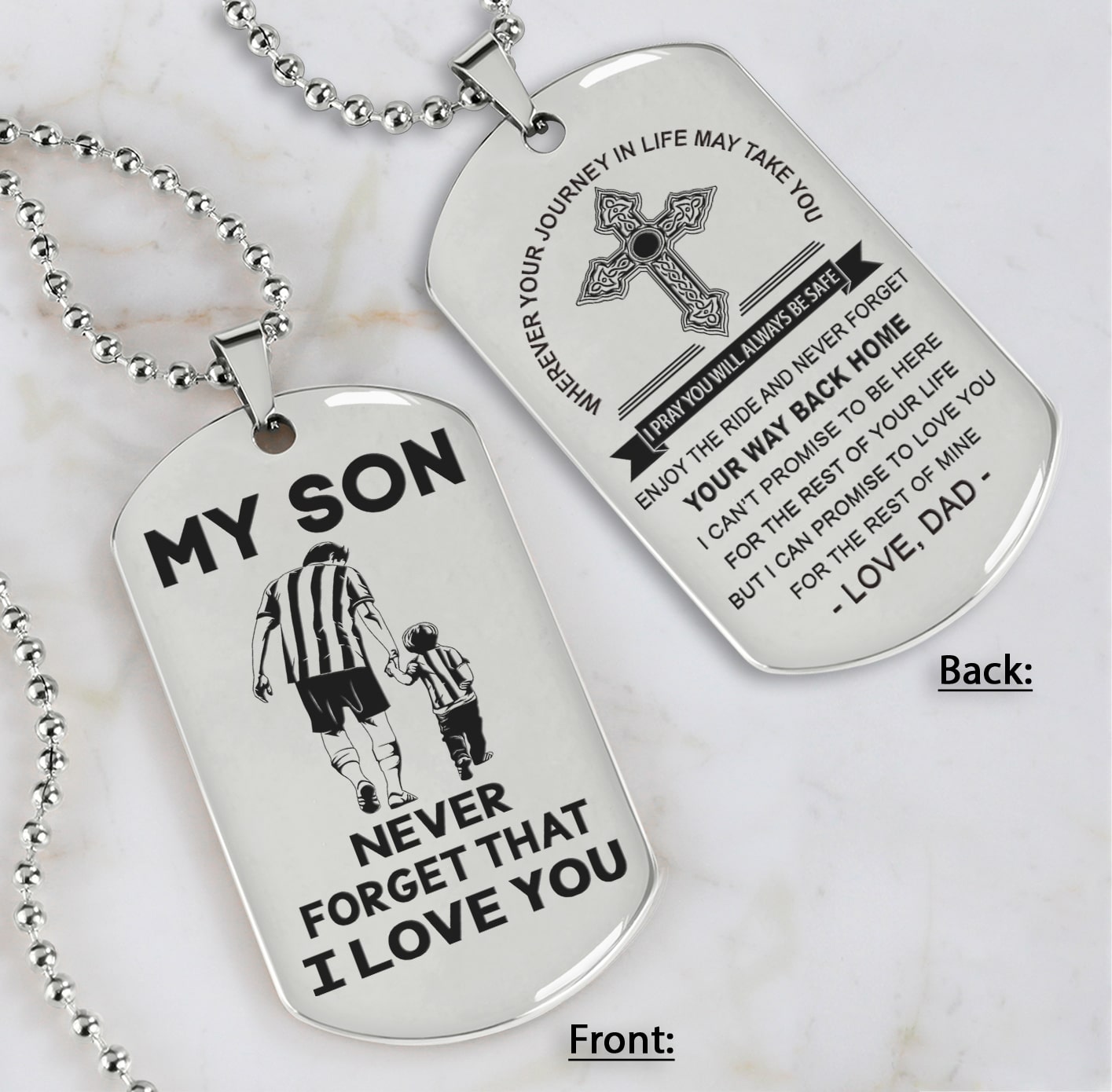 Samurai customizable engraved dog tag, gifts from dad mom to son- Be the nice kid
