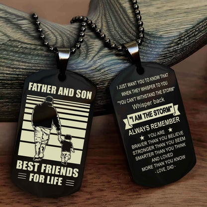 Viking Personalized Double Sided Dog Tag Silver To My Son I Love You - Whisper Back I'm The Storm