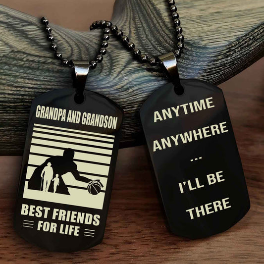Sport Personalized Double Sided Dog Tag Grandpa And Grandson Best Friend For Life - Anytime Anywhere I Will Be There