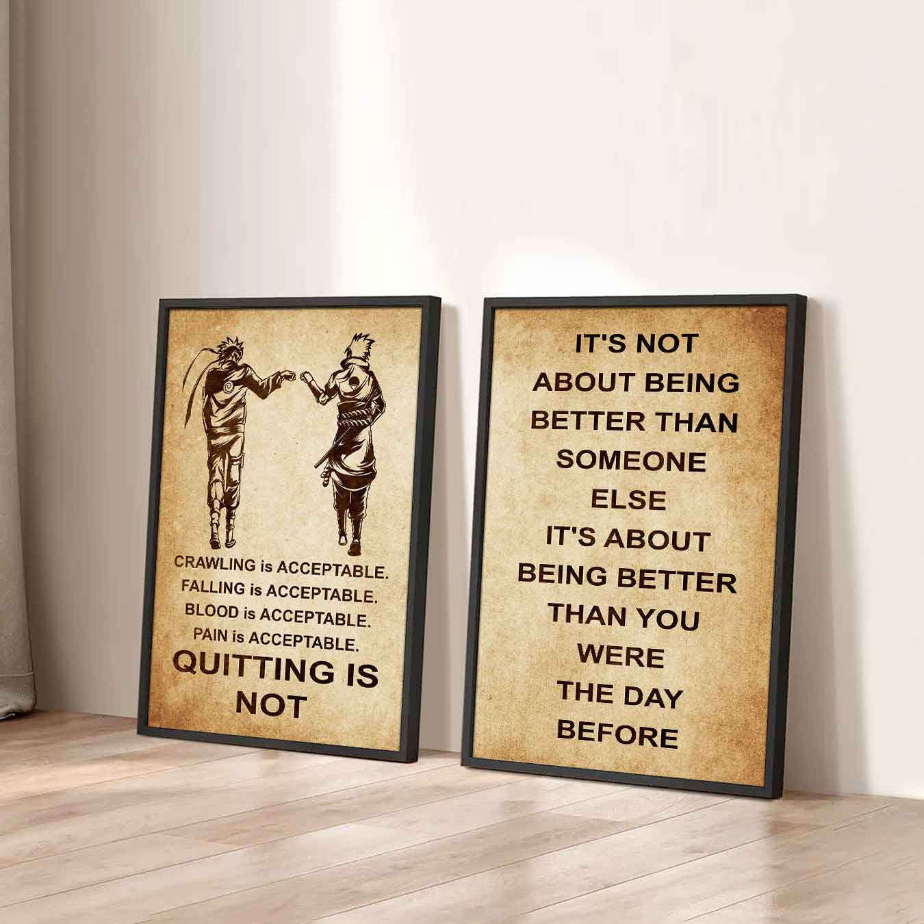 Combo 2 DRB Poster Canvas Quitting Is Not - It's Not About Being Better Than Someone Else It's About Being Better Than You Were The Day Before