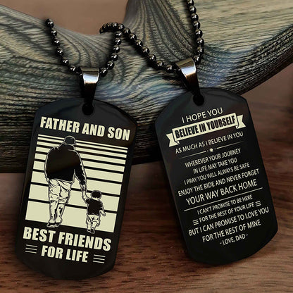 Viking Personalized Double Sided Dog Tag Black To My Son I Love You - Enjoy The Ride And Never Forget Your Way Back Home From