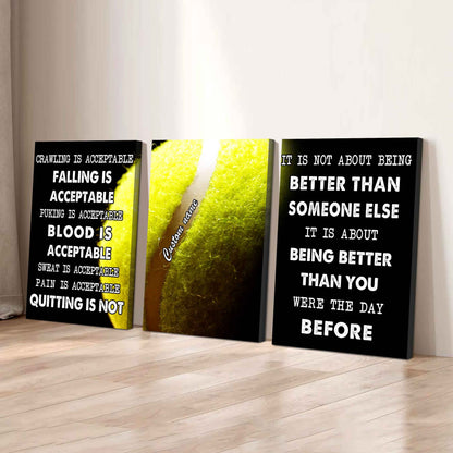 No Quitting – Baseball Athlete Mindset | 3-Piece Motivational Canvas Wall Art