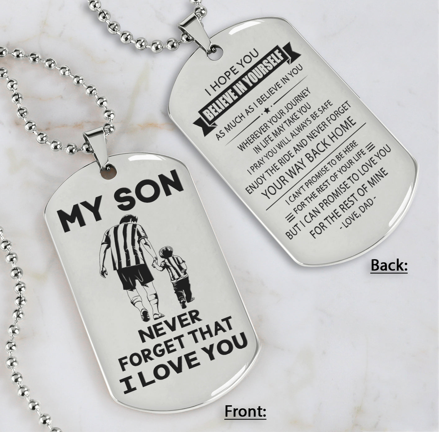 DRB Personalized Double Sided Dog Tag To My Son Never Forget That I Love You - Never Forget Your Way Back Home