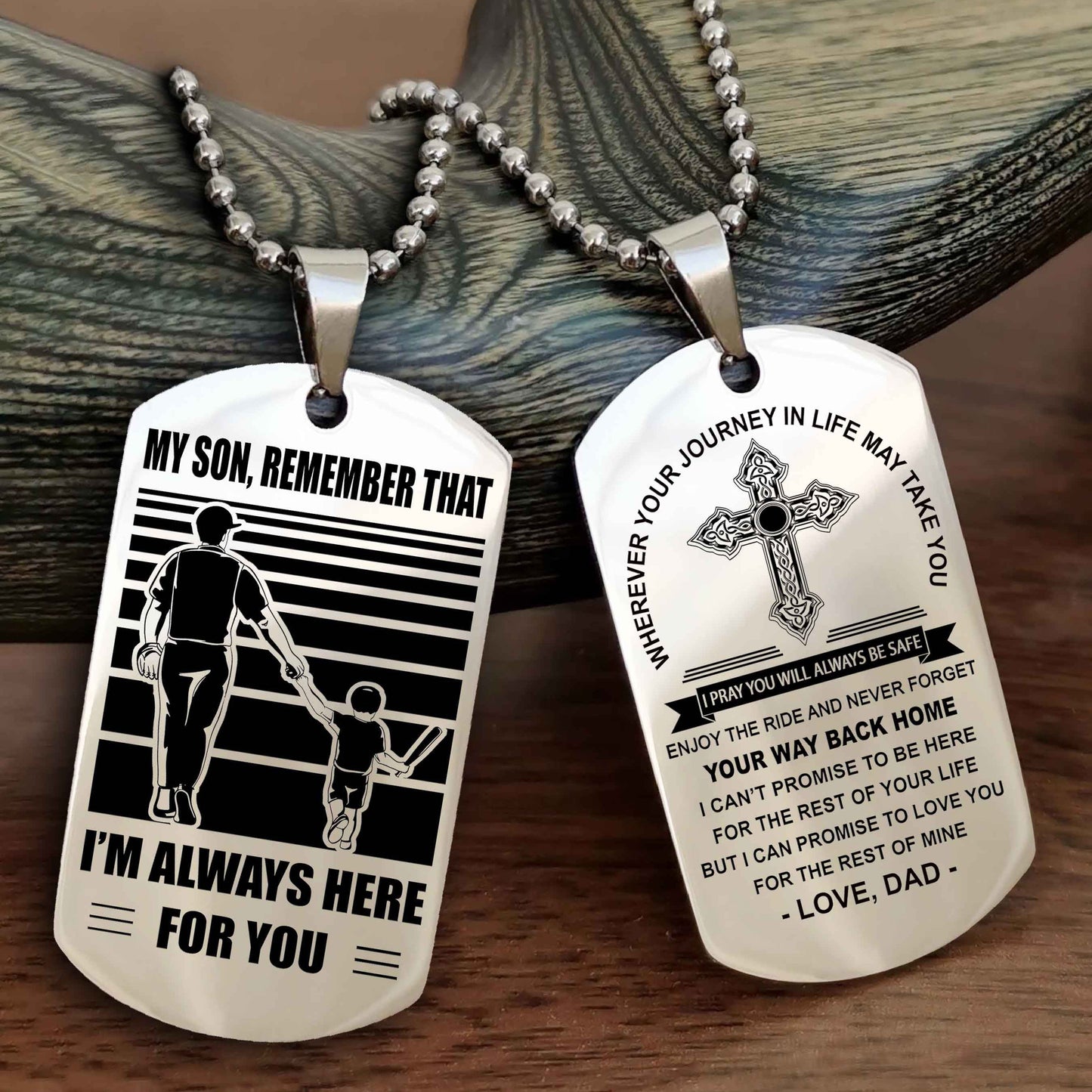 Knight Templar Cross Double Sided Dog Tag My Son Remember That - Gift For Son Enjoy The Ride Never Forget Your Way Back Home