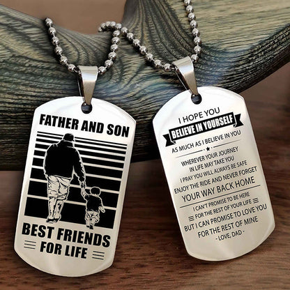 Viking Personalized Double Sided Dog Tag Black To My Son I Love You - Enjoy The Ride And Never Forget Your Way Back Home From