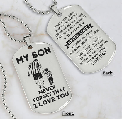 DRB Personalized Double Sided Dog Tag To My Son Never Forget That I Love You - You Will Never Lose You Either Win Or Learn