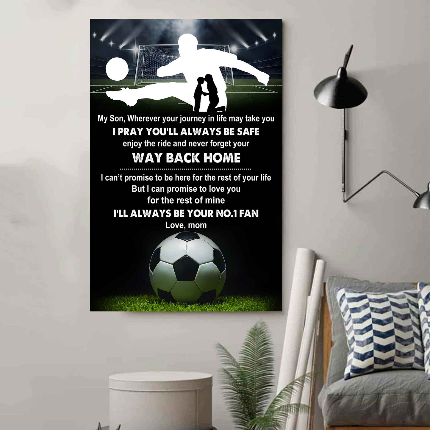 Baseball Poster Canvas Mom To Son - Never Forget Your Way Back Home I Will Always Your No 1 Fan