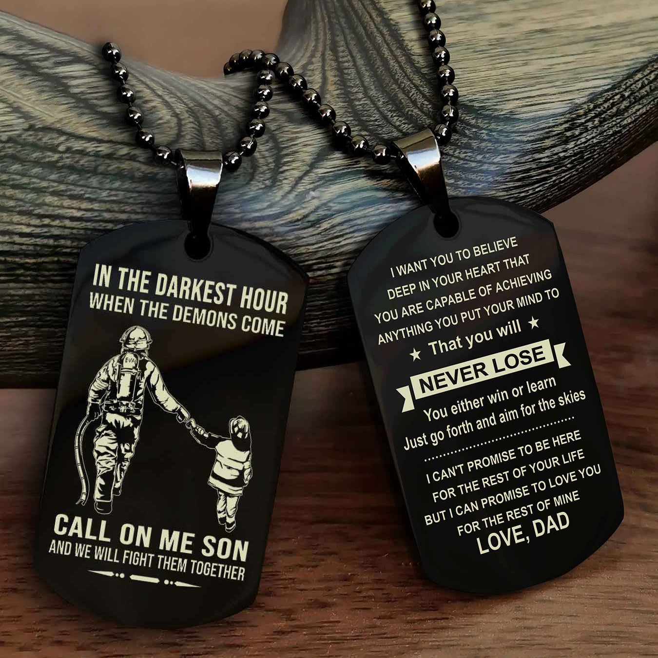 DRB Double Sided Dog Tag Call On Me Son - Gift For Son From Dad You Will Never Lose You Either Win Or Learn