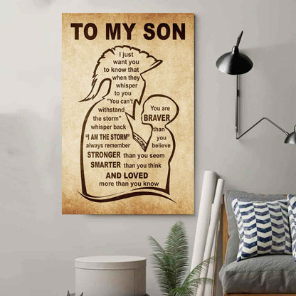 Personalized Family Poster Canvas I Just Want You To Know That - I Am The Storm To My Son Gift From Dad Gift For Your Son