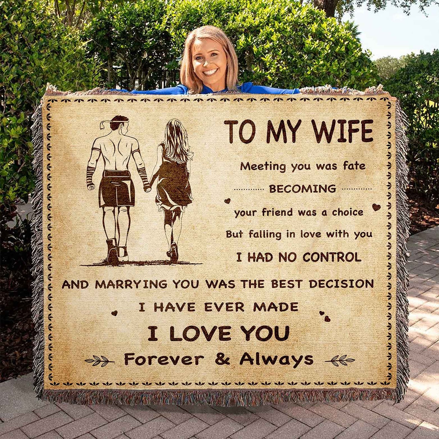 To My Wife Woven Blanket Meeting You Was Fate I Love You Forever And Always Gift For Your Wife