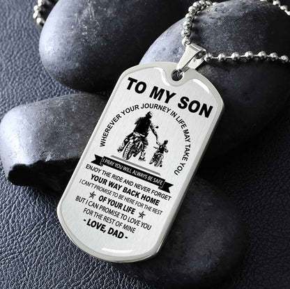 DRB Military Chain 18K Gold Plated Silver Plated To My Son Never Forget Your Way Back Home